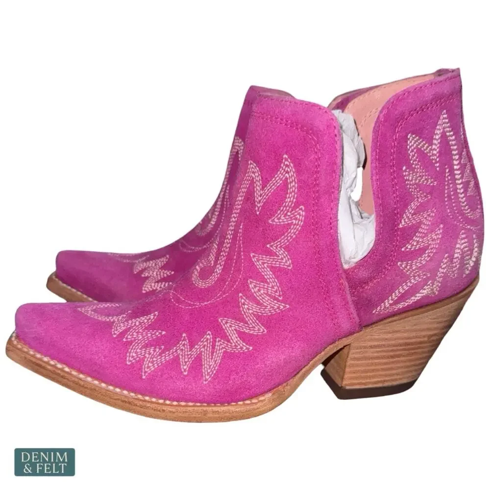 NEW Ariat Dixon Pink Suede Western Bootie Rodeo Festival Cowgirl Size 7 B Bold - Picture 9 of 16